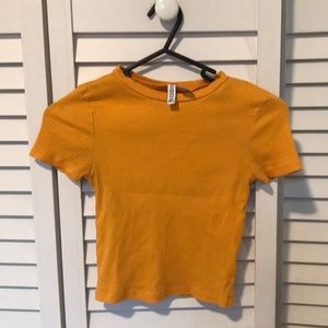 H&M YELLOW CROP TOP WOMENS XS